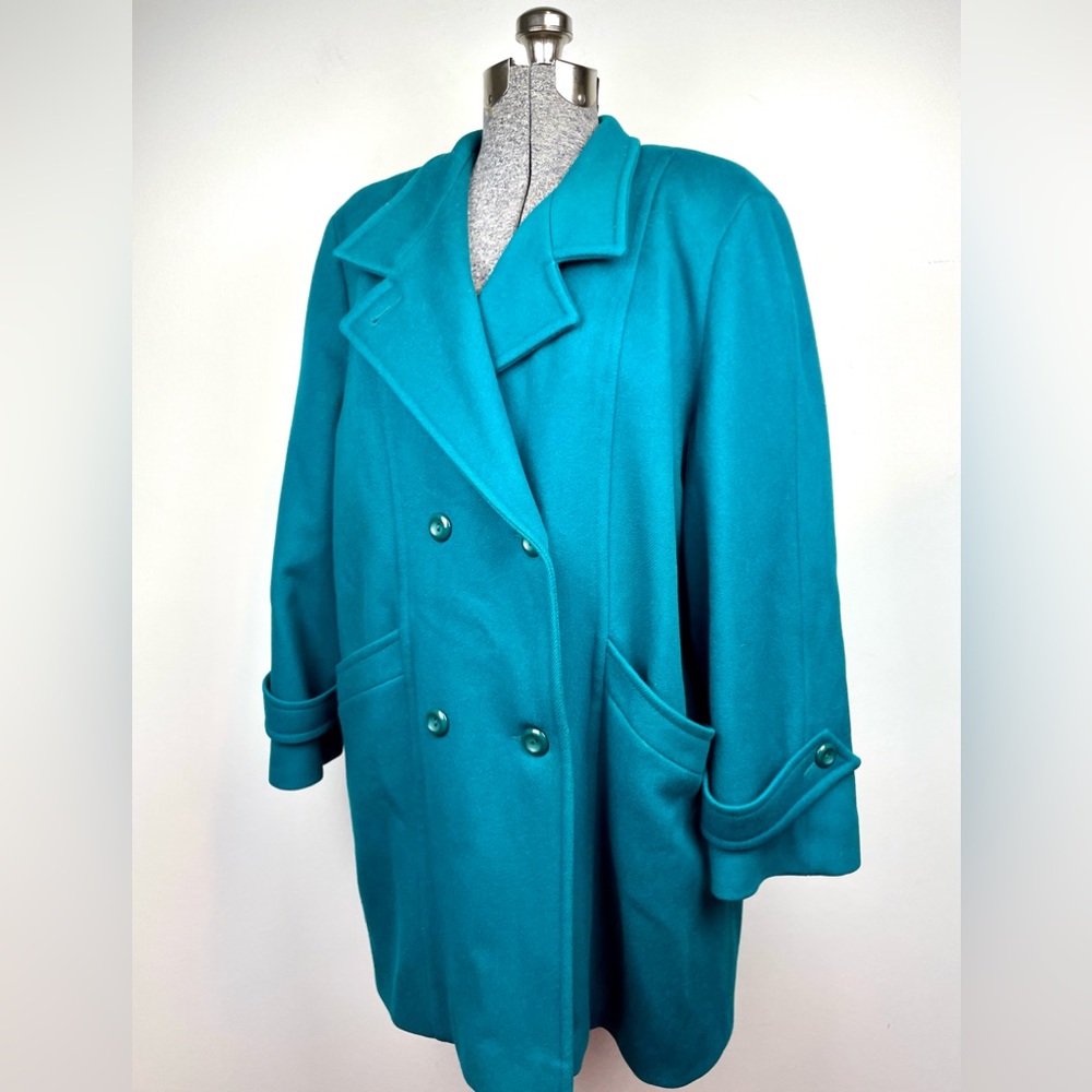 Women's Teal Double-Breasted Coat